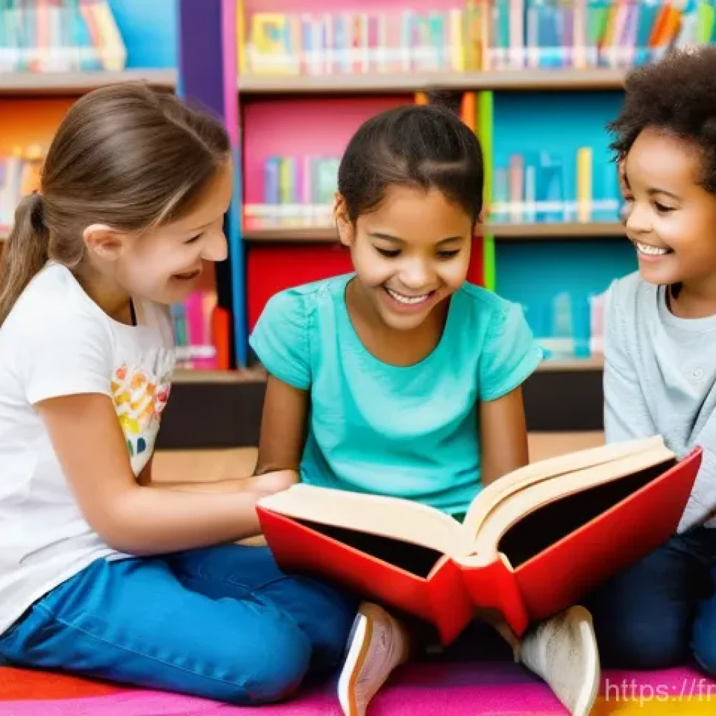 독서지도사 취업 성공 사례 - **Prompt 1: Children's Interactive Reading Session**
A group of 4-5 diverse children, aged appro...
