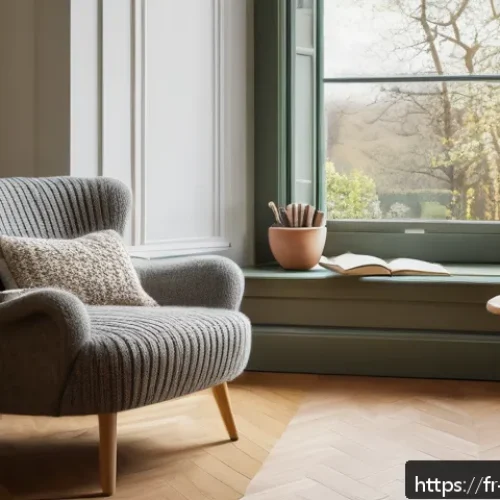 독서지도사와 독서습관 관리법 - A cozy reading nook bathed in soft natural light from a large window, featuring a comfortable armcha...