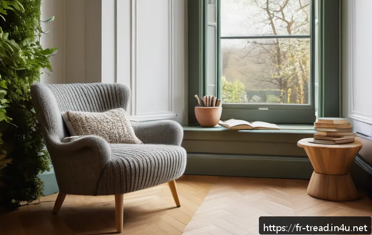 독서지도사와 독서습관 관리법 - A cozy reading nook bathed in soft natural light from a large window, featuring a comfortable armcha...