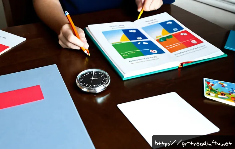 독서지도사 실기시험 체크포인트 - Photorealistic French reading tutor preparing for a practical certification exam at a bright Paris a...